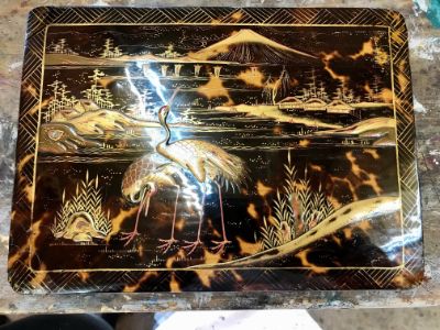 Restauración caja de laca, oro y carey